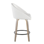 Matisse High Back 26" Fixed-Height Counter Stool - Set of 2 - Light Grey Wood, White PU, Black Metal