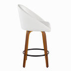 Matisse High Back 26" Fixed-Height Counter Stool - Set of 2 - Walnut Wood, White PU, Black Metal
