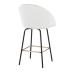 Matisse High Back 26" Fixed-Height Counter Stool - Set of 2 - Black Metal, White Pu, Gold Metal