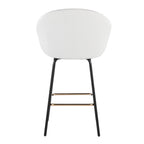 Matisse High Back 26" Fixed-Height Counter Stool - Set of 2 - Black Metal, White Pu, Gold Metal
