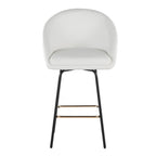 Matisse High Back 26" Fixed-Height Counter Stool - Set of 2 - Black Metal, White Pu, Gold Metal