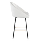 Matisse High Back 26" Fixed-Height Counter Stool - Set of 2 - Black Metal, White Pu, Gold Metal