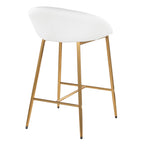 Matisse 26" Fixed-Height Counter Stool - Set of 2 - Gold Metal, White PU