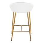 Matisse 26" Fixed-Height Counter Stool - Set of 2 - Gold Metal, White PU