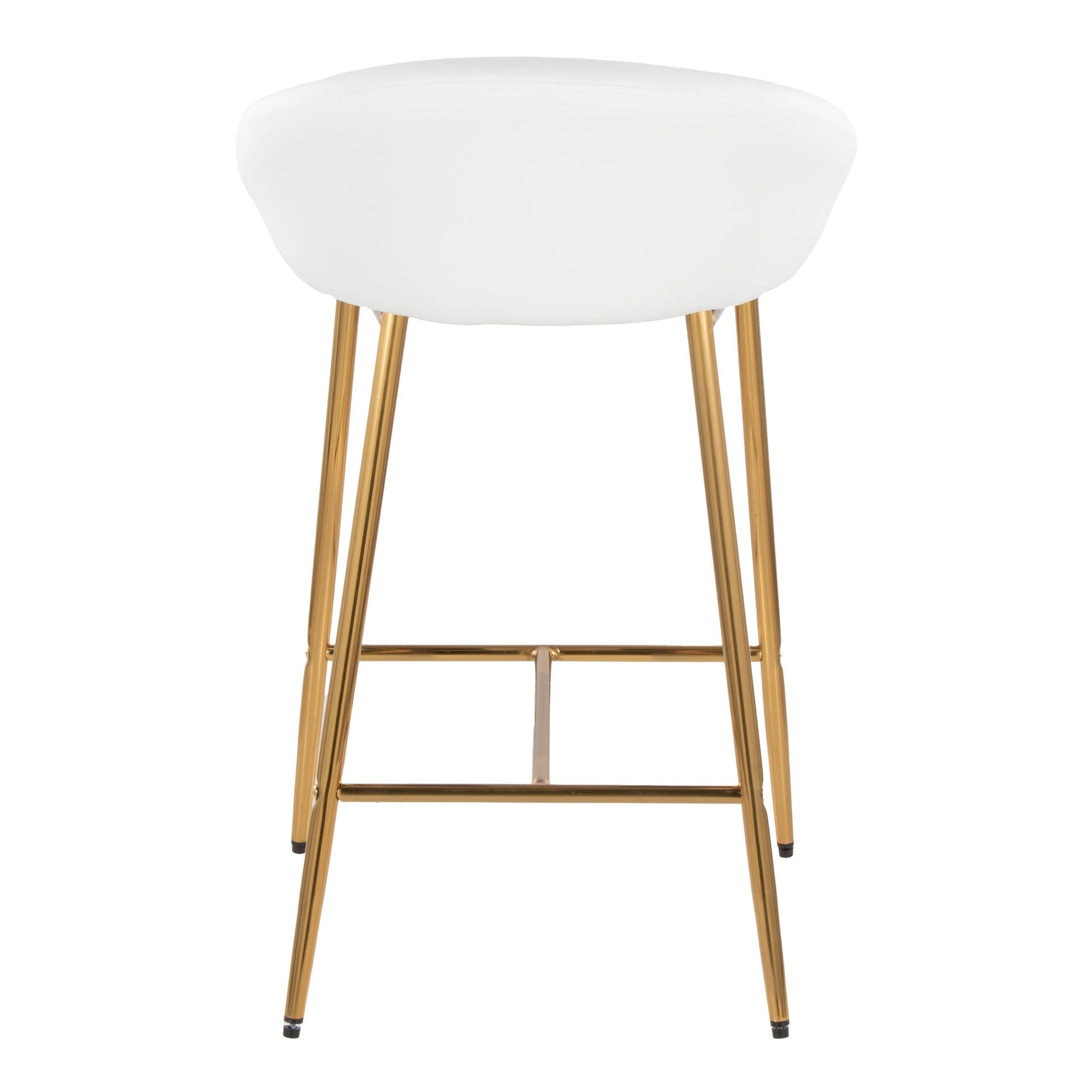 Matisse 26" Fixed-Height Counter Stool - Set of 2 - Gold Metal, White PU
