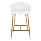 Matisse 26" Fixed-Height Counter Stool - Set of 2 - Gold Metal, White PU