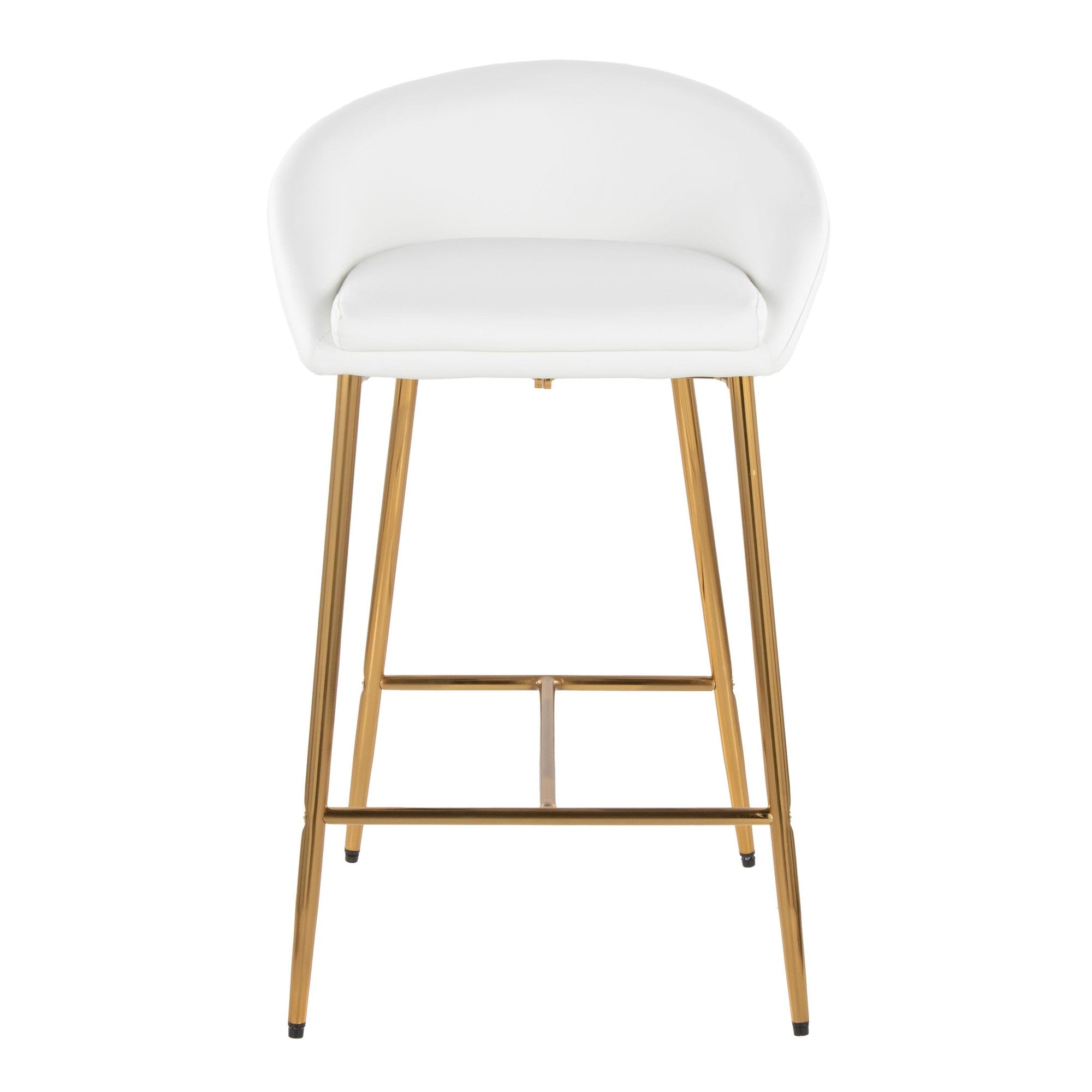 Matisse 26" Fixed-Height Counter Stool - Set of 2 - Gold Metal, White PU