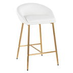 Matisse 26" Fixed-Height Counter Stool - Set of 2 - Gold Metal, White PU