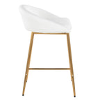 Matisse 26" Fixed-Height Counter Stool - Set of 2 - Gold Metal, White PU