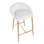 Matisse 26" Fixed-Height Counter Stool - Set of 2 - Gold Metal, White PU