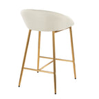 Matisse 26" Fixed-Height Counter Stool - Set of 2 - Gold Metal, Cream Fabric