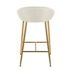 Matisse 26" Fixed-Height Counter Stool - Set of 2 - Gold Metal, Cream Fabric