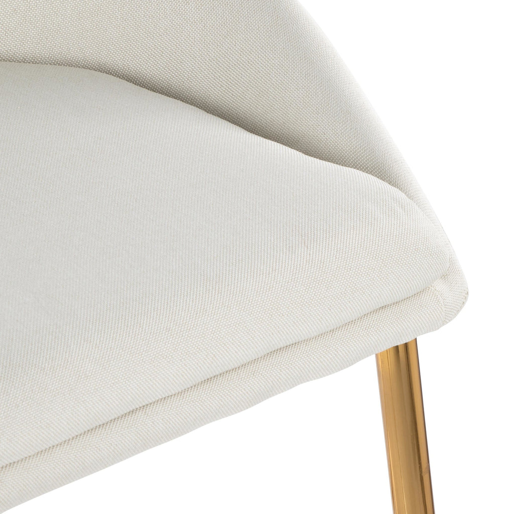 Matisse 26" Fixed-Height Counter Stool - Set of 2 - Gold Metal, Cream Fabric