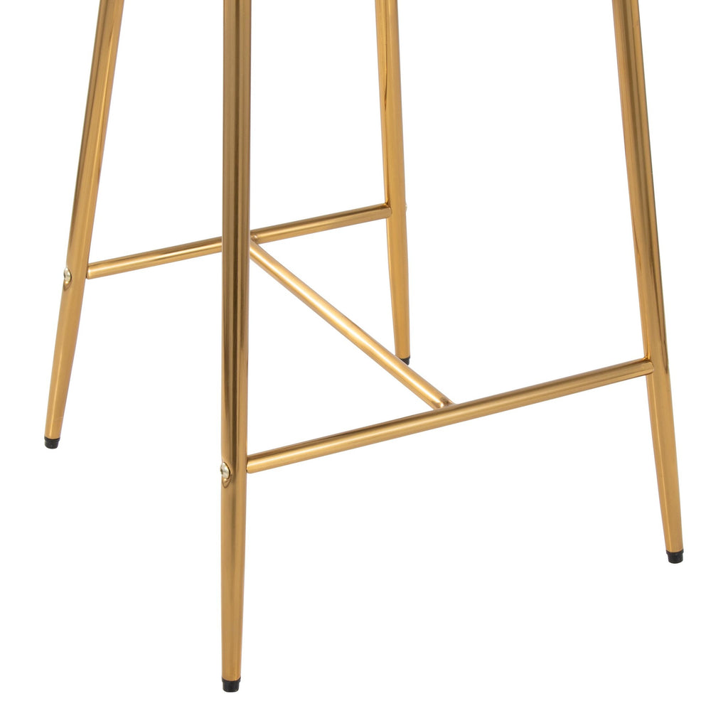 Matisse 26" Fixed-Height Counter Stool - Set of 2 - Gold Metal, Cream Fabric