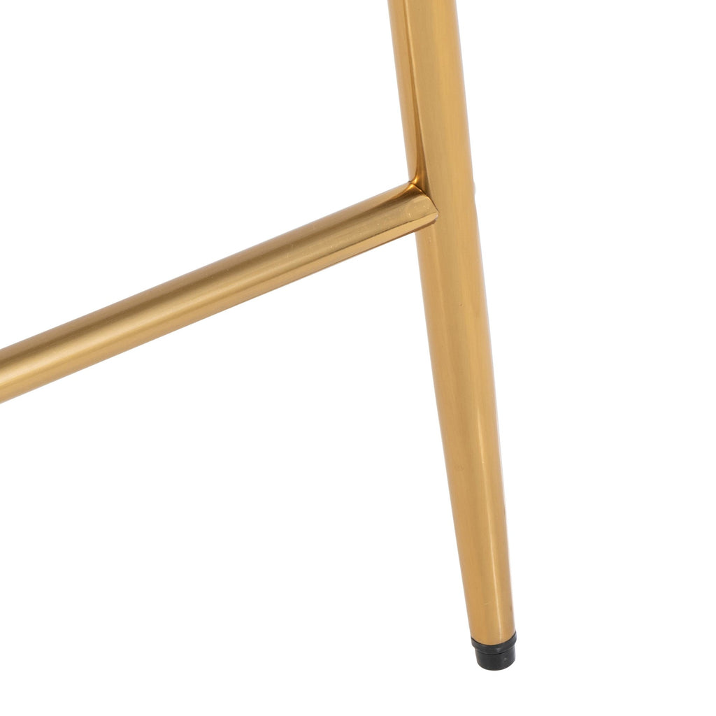 Matisse 26" Fixed-Height Counter Stool - Set of 2 - Gold Metal, Cream Fabric