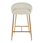 Matisse 26" Fixed-Height Counter Stool - Set of 2 - Gold Metal, Cream Fabric