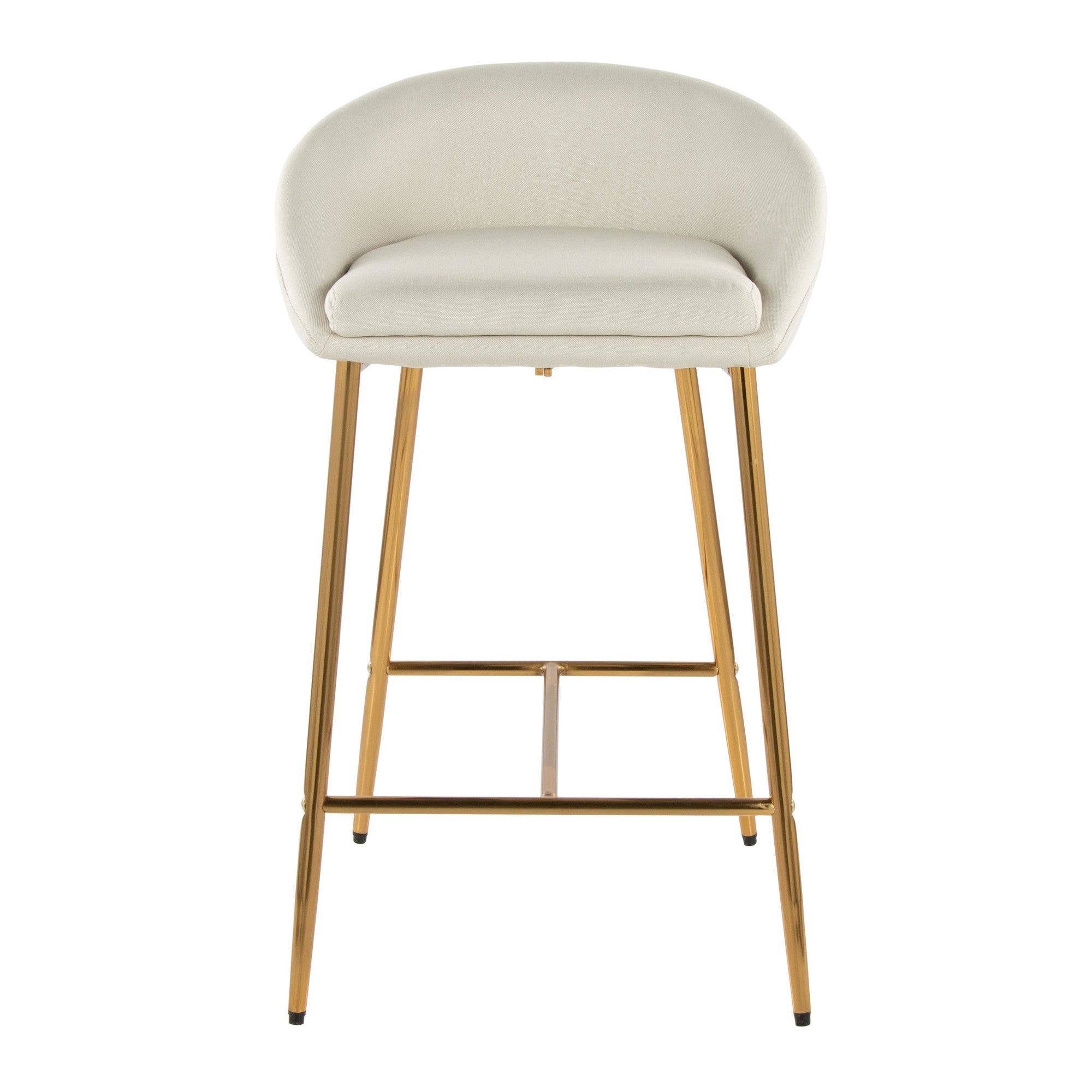 Matisse 26" Fixed-Height Counter Stool - Set of 2 - Gold Metal, Cream Fabric