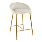 Matisse 26" Fixed-Height Counter Stool - Set of 2 - Gold Metal, Cream Fabric