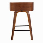 Maya 26" Fixed-Height Counter Stool - Set of 2 - Black Metal, Walnut Wood, Charcoal Fabric