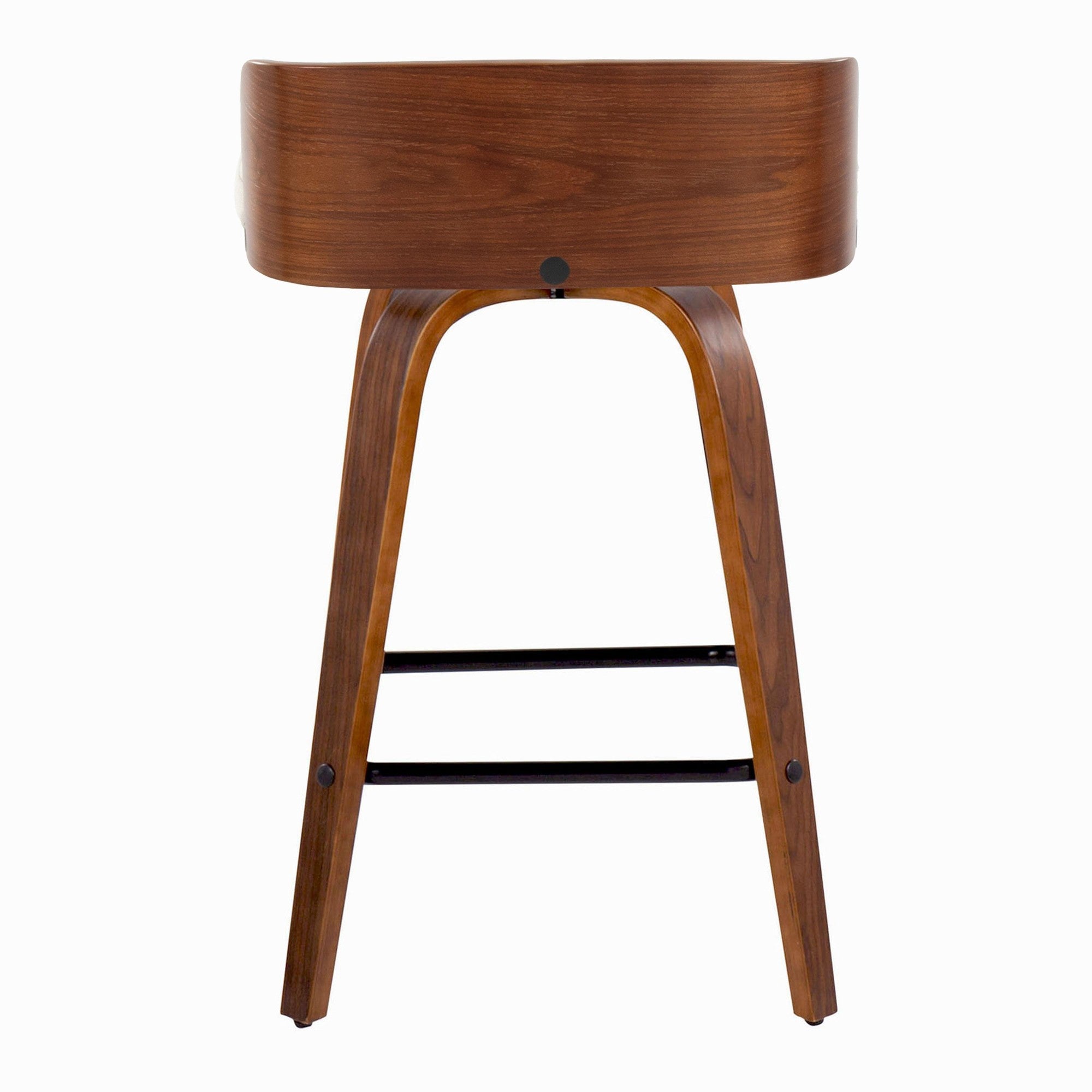 Maya 26" Fixed-Height Counter Stool - Set of 2 - Black Metal, Walnut Wood, Charcoal Fabric