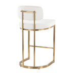 Mid-back Demi 26" Fixed-Height Counter Stool - Set of 2 - Gold Metal, Cream Fabric