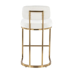 Mid-back Demi 26" Fixed-Height Counter Stool - Set of 2 - Gold Metal, Cream Fabric