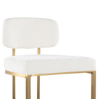 Mid-back Demi 26" Fixed-Height Counter Stool - Set of 2 - Gold Metal, Cream Fabric