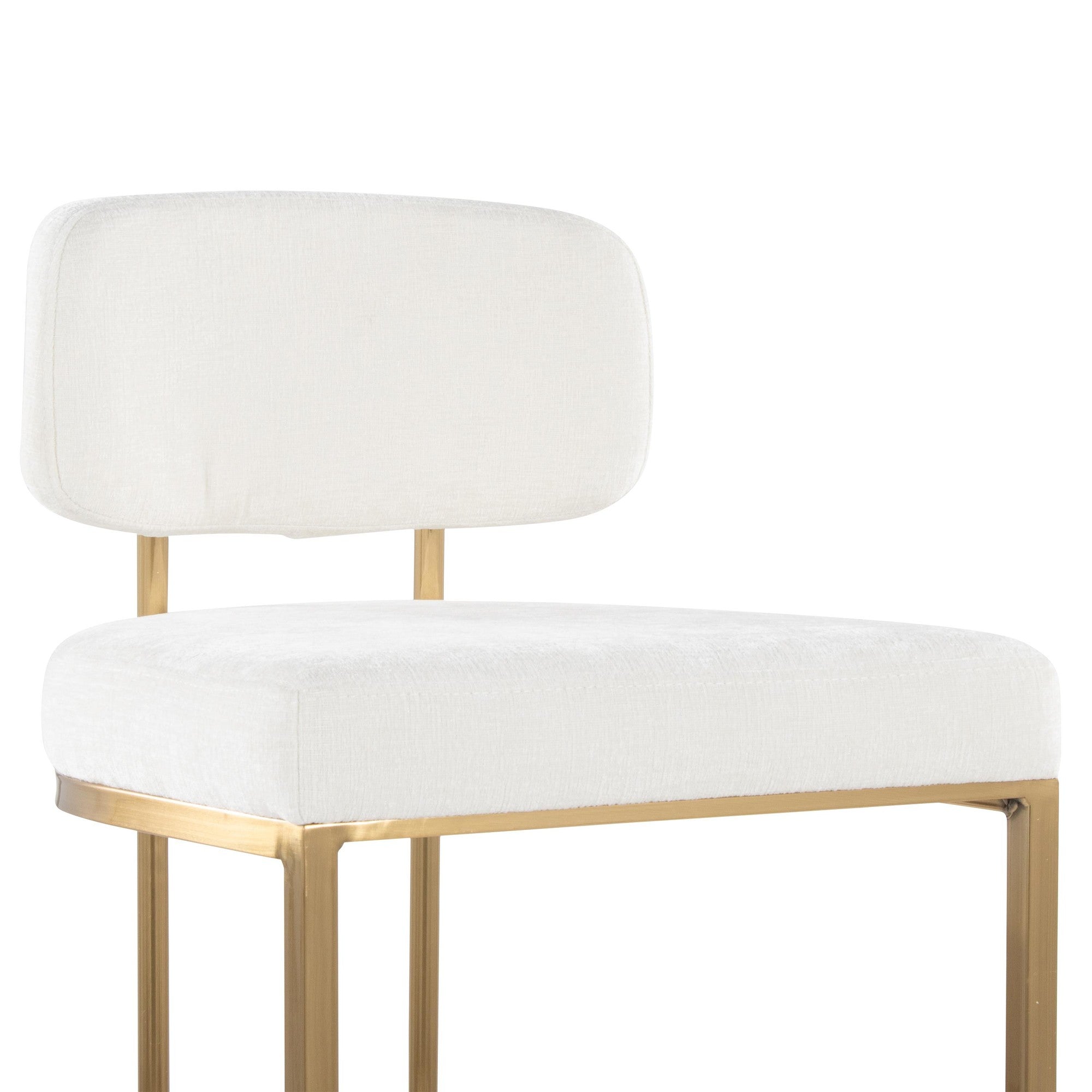 Mid-back Demi 26" Fixed-Height Counter Stool - Set of 2 - Gold Metal, Cream Fabric