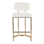 Mid-back Demi 26" Fixed-Height Counter Stool - Set of 2 - Gold Metal, Cream Fabric