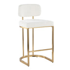 Mid-back Demi 26" Fixed-Height Counter Stool - Set of 2 - Gold Metal, Cream Fabric