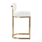 Mid-back Demi 26" Fixed-Height Counter Stool - Set of 2 - Gold Metal, Cream Fabric