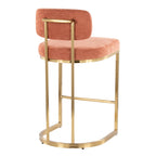 Mid-back Demi 26" Fixed-Height Counter Stool - Set of 2 - Gold Metal, Salmon Fabric
