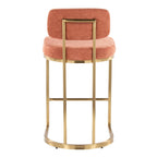 Mid-back Demi 26" Fixed-Height Counter Stool - Set of 2 - Gold Metal, Salmon Fabric