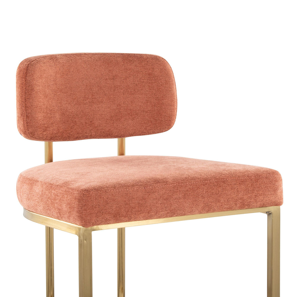 Mid-back Demi 26" Fixed-Height Counter Stool - Set of 2 - Gold Metal, Salmon Fabric