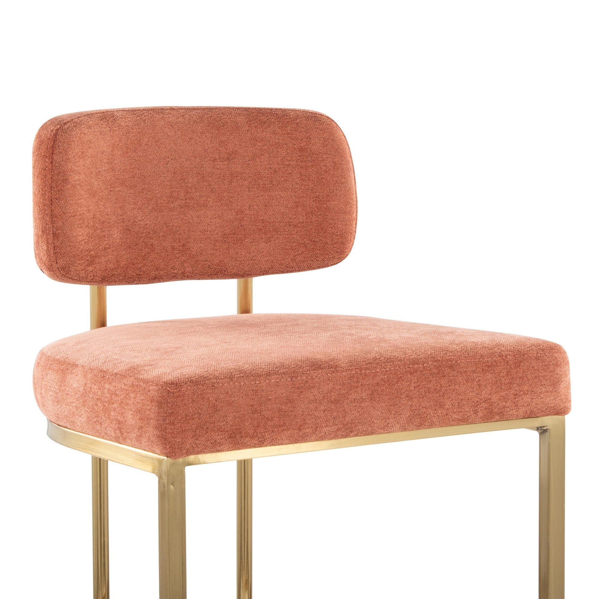 Mid-back Demi 26" Fixed-Height Counter Stool - Set of 2 - Gold Metal, Salmon Fabric