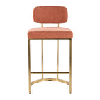 Mid-back Demi 26" Fixed-Height Counter Stool - Set of 2 - Gold Metal, Salmon Fabric