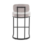 Mid-back Demi 26" Fixed-Height Counter Stool - Set of 2 - Black Metal, Light Grey Fabric