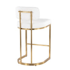Mid-back Demi 26" Fixed-Height Counter Stool - Set of 2 - Gold Metal, White PU