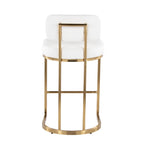 Mid-back Demi 26" Fixed-Height Counter Stool - Set of 2 - Gold Metal, White PU
