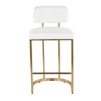Mid-back Demi 26" Fixed-Height Counter Stool - Set of 2 - Gold Metal, White PU