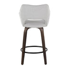 Mustang 26" Fixed-Height Counter Stool - Set of 2 - Walnut Glazed Wood, Grey Fabric, Black Metal