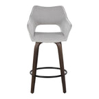 Mustang 26" Fixed-Height Counter Stool - Set of 2 - Walnut Glazed Wood, Grey Fabric, Black Metal