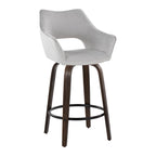 Mustang 26" Fixed-Height Counter Stool - Set of 2 - Walnut Glazed Wood, Grey Fabric, Black Metal