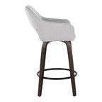 Mustang 26" Fixed-Height Counter Stool - Set of 2 - Walnut Glazed Wood, Grey Fabric, Black Metal
