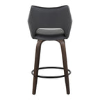 Mustang 26" Fixed-Height Counter Stool - Set of 2 - Walnut Glazed Wood, Black PU, Black Metal