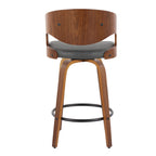 Pino 26" Fixed-Height Counter Stool - Set of 2 - Walnut Wood, Grey PU