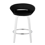 Posh 26" Fixed-Height Counter Stool - Set of 2 - White Wood, Black PU, Chrome Metal