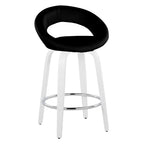 Posh 26" Fixed-Height Counter Stool - Set of 2 - White Wood, Black PU, Chrome Metal
