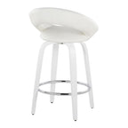 Posh 26" Fixed-Height Counter Stool - Set of 2 - White Wood, White PU, Chrome Metal