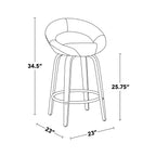 Posh 26" Fixed-Height Counter Stool - Set of 2 - White Wood, White PU, Chrome Metal